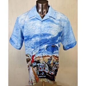 Vintage Dragonfly Roadhouse Shirt Mens XL Semi Tanker Truck Motorcycle Button